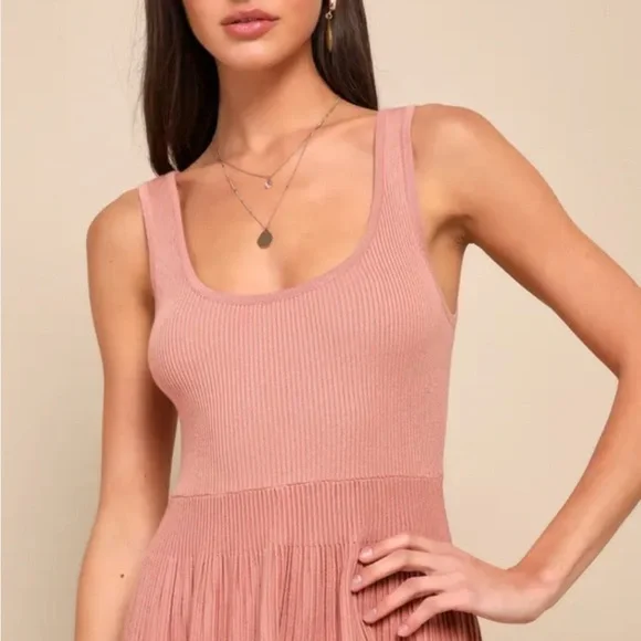 Lulus Dusty Rose Midi Sweater Dress, Size S - Picture 3 of 4